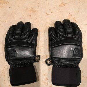 Hestra Alpine Pro Black Leather Fall Line 5 Finger Gloves - Size 9